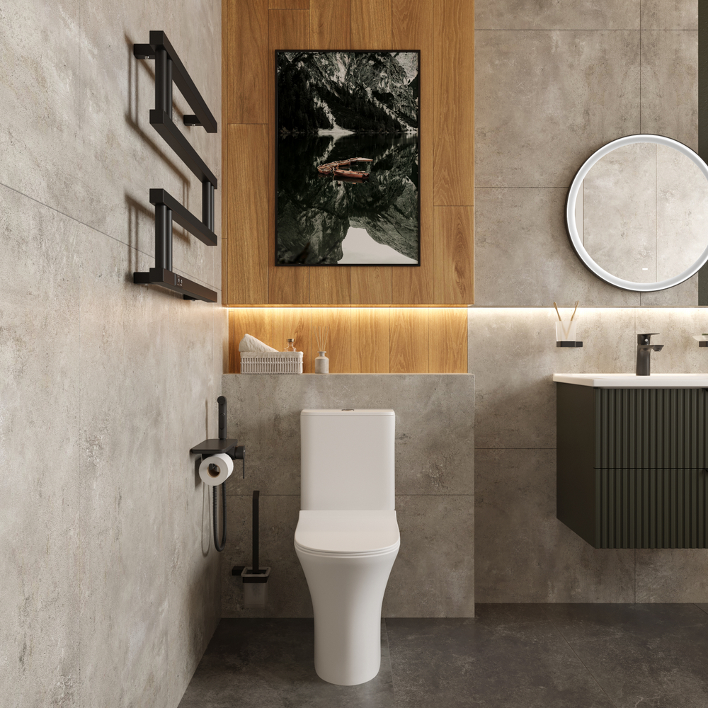 Полотенцесушитель электрический EWRIKA Пенелопа M 55x60 см, подключение слева, матовый черный, М-образный, из стали