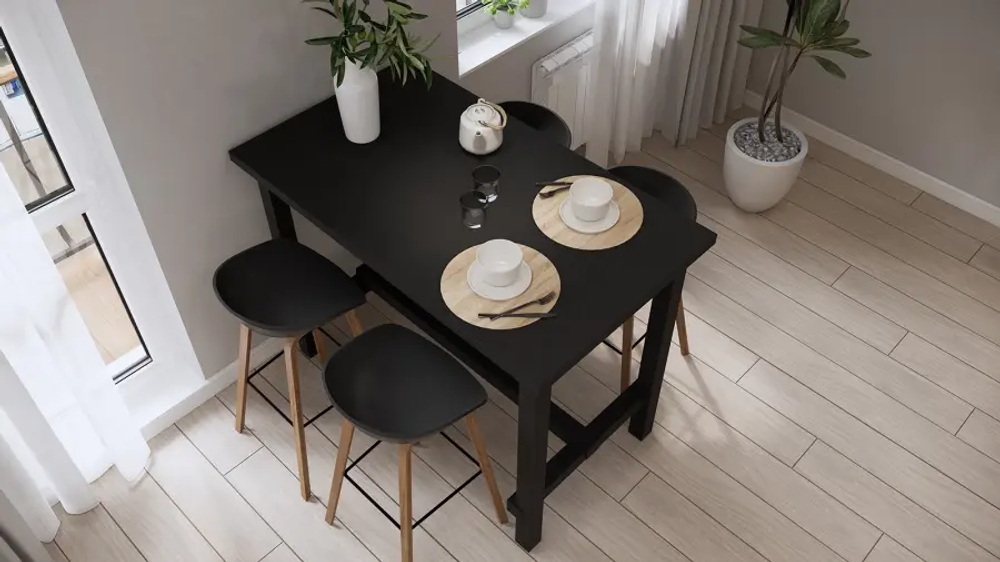 Стол барный  -  аналог IKEA/NORDVIKEN/НОРДВИКЕН /ТОЛЫСЬ/ ИКЕА, ДСП, 140x80см, черный