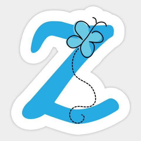 Наклейка «Z» (голубая с бабочкой)