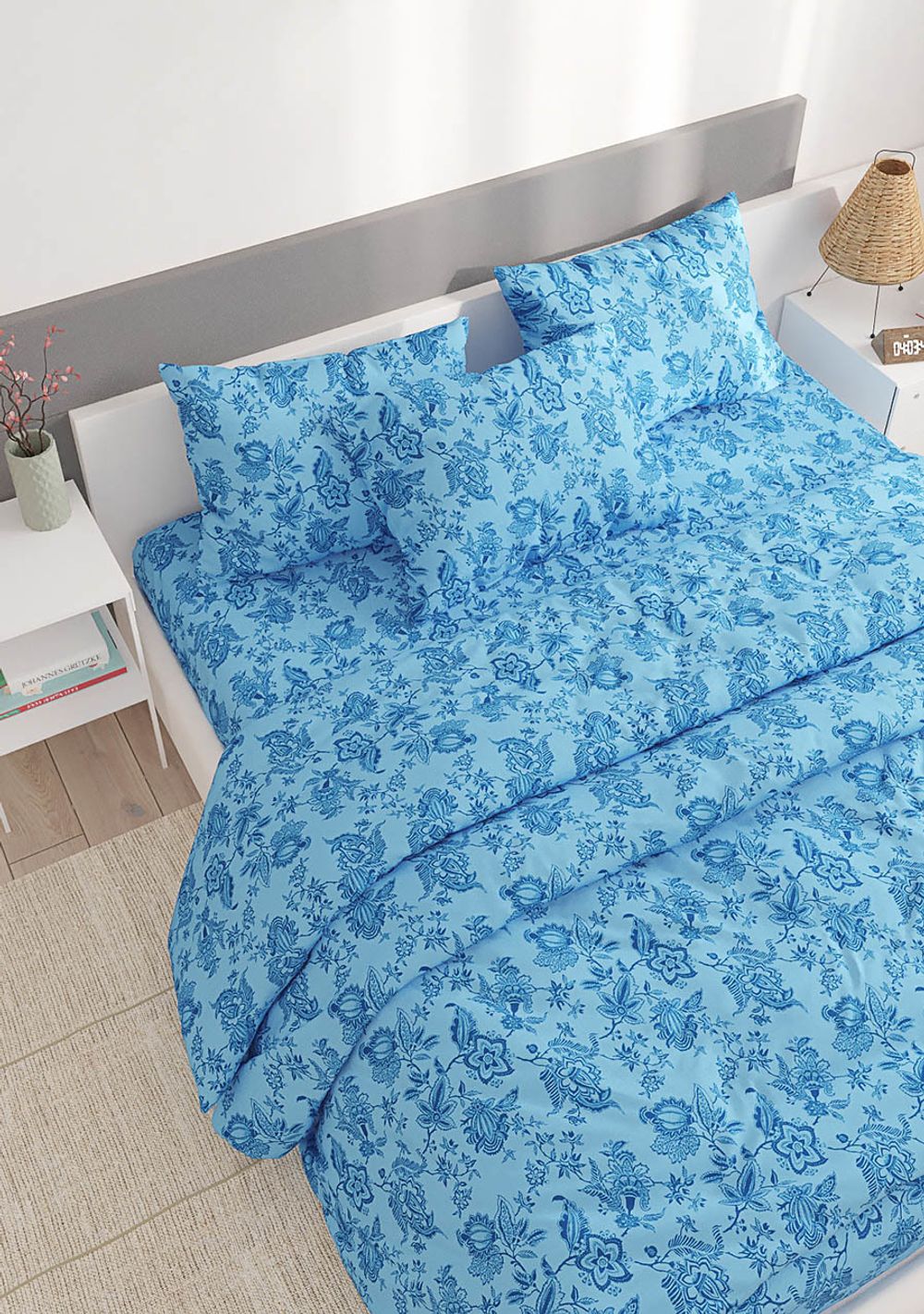 Пододеяльник Сказка "Шамбала (синяя)" евро на молнии 200х215 см, перкаль