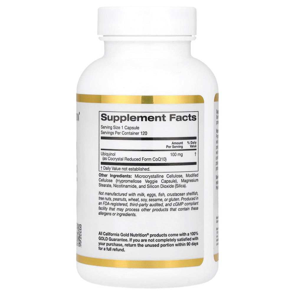 California Gold Nutrition, убихинол, восстановленная форма коэнзима Q10, 100 мг, 120 растительных капсул