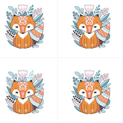 Якутский лисенок на белом с границей