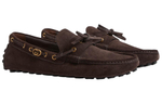 GUCCI Interlocking Suede Gommino Loafers Men"s Brown