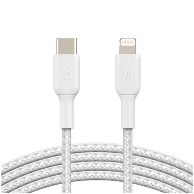 BELKIN Lightning to USB-C Cable Braided, 2M, White