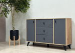 Комод для одежды с ящиками и полками Дуб Золотой/Графит 3 ящика 114х33х73 см