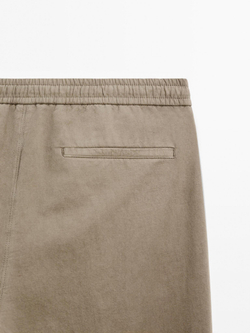 Massimo Dutti Брюки-джоггеры из хлопковой смеси, светло-коричневый