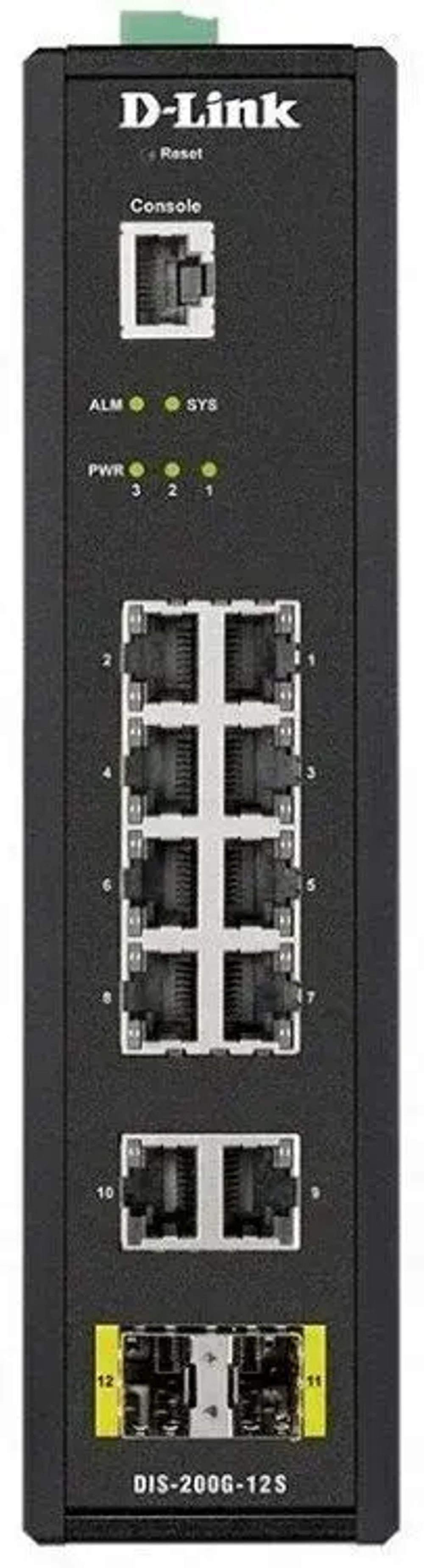 Сетевое оборудование D-Link DIS-200G-12S/A1A PROJ Промышленный управляемый коммутатор 2 уровня с 10 портами 10/100/1000Base-T и 2 портами 1000Base-X SFP