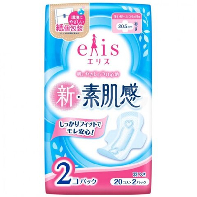 Прокладки гигиенические для критических дней с крылышками нормал 20,5 см 20 шт Daio Elis New Skin Feeling Normal
