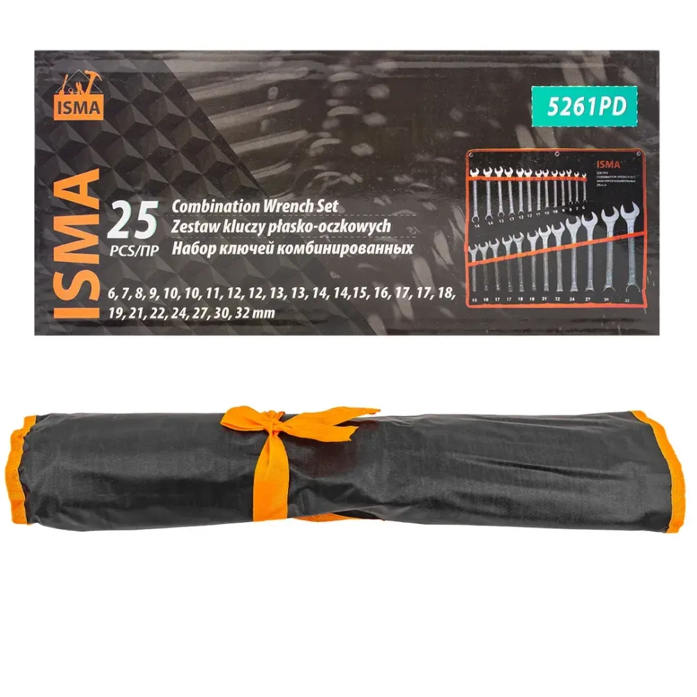 Ключи комбинированные, набор 25пр. (6-32мм) ISMA ISMA-5261PD