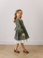 Платье с рюшами в цветочек, Зеленый