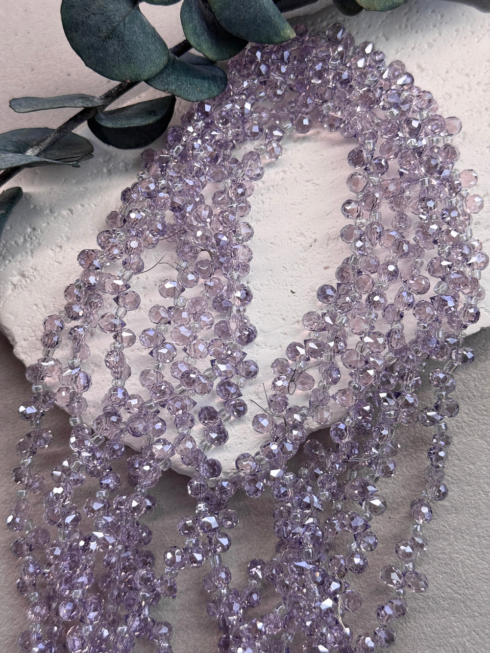 Бусины из хрустального стекла, капля 6*4 мм, радужный/фиалка, нить 40 см