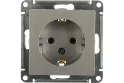 Розетка Systeme Electric ATLASDESIGN с заземлением алюминий 36440