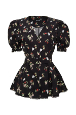 «Flower blouse» Блуза из хлопка рельефами и кружевной отделкой.