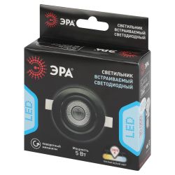 Светильник светодиодный встраиваемый ЭРА KL LED 25A-5 3K BK круглый поворотный черный 5Вт 3000К