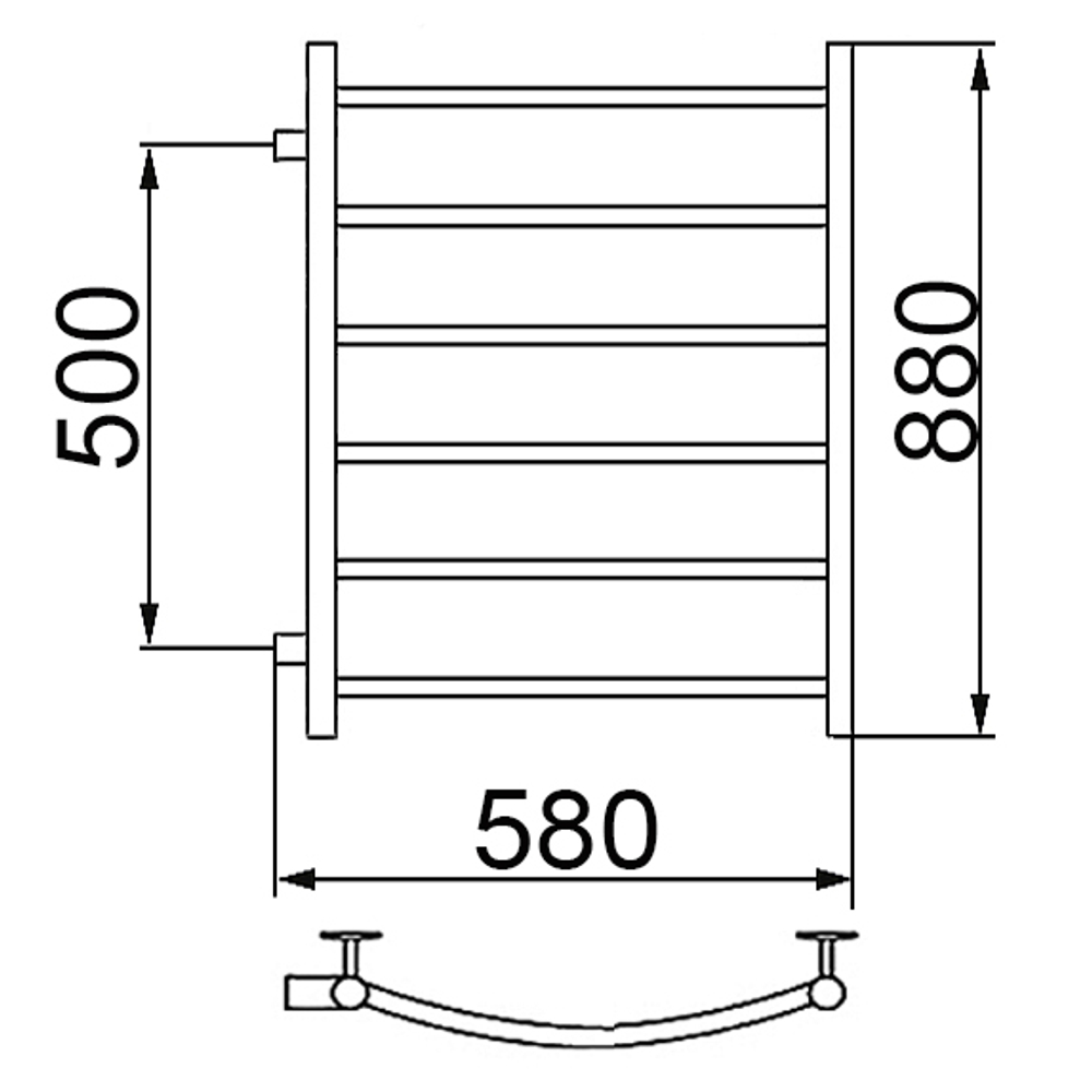Полотенцесушитель Ника ARC ЛД 80/50 бок. подкл. 50 см, шт