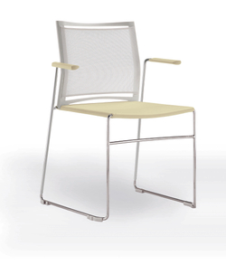 Web стул на полозьях с подлокотниками и спинкой-сеткой