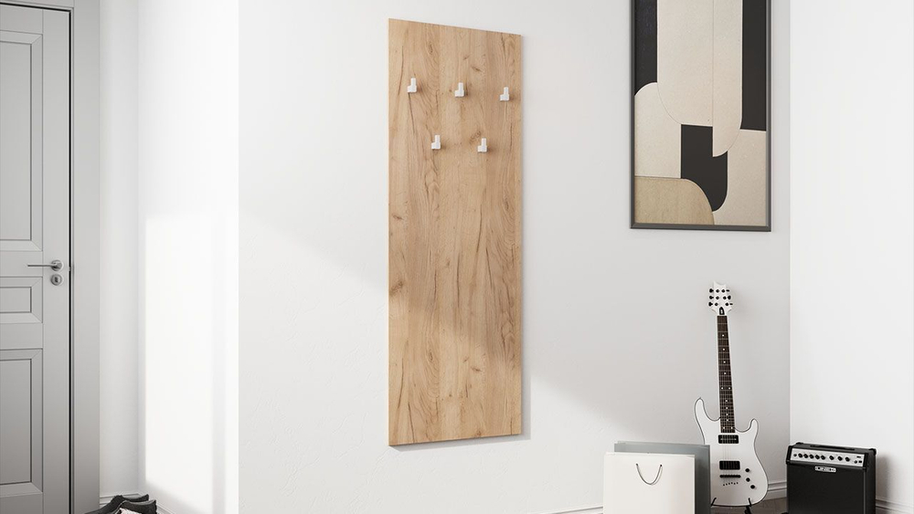 Прихожая с вешалкой комплект мебели Дуб Крафт золотой/Белый матовый 190х43х226 см