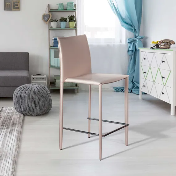 Стул полубарный Rolf, кожа капучино