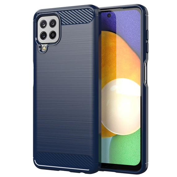 Чехол защитный синего цвета для телефона Samsung Galaxy A22 (4G/LTE), серия Carbon от Caseport