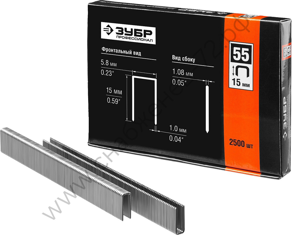ЗУБР тип 18GA (55 / 90 / C) 15 мм, 2500 шт, скобы для степлера (31855-15)