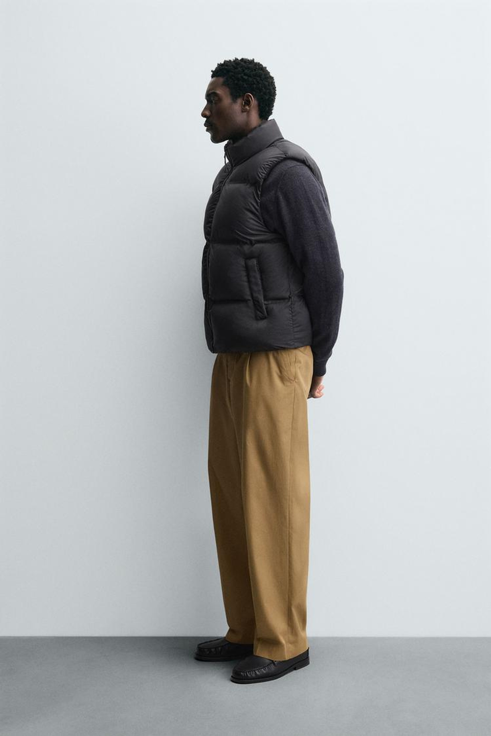 ZARA СТЕГАНЫЙ ЖИЛЕТ WATER REPELLENT, ЧЕРНЫЙ