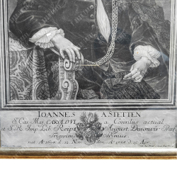 Портрет Иоганна фон Штеттена по ориг. Лёшера. Гравёр Дж.Я. Хайд. Меццо-тинто. 1738 г.