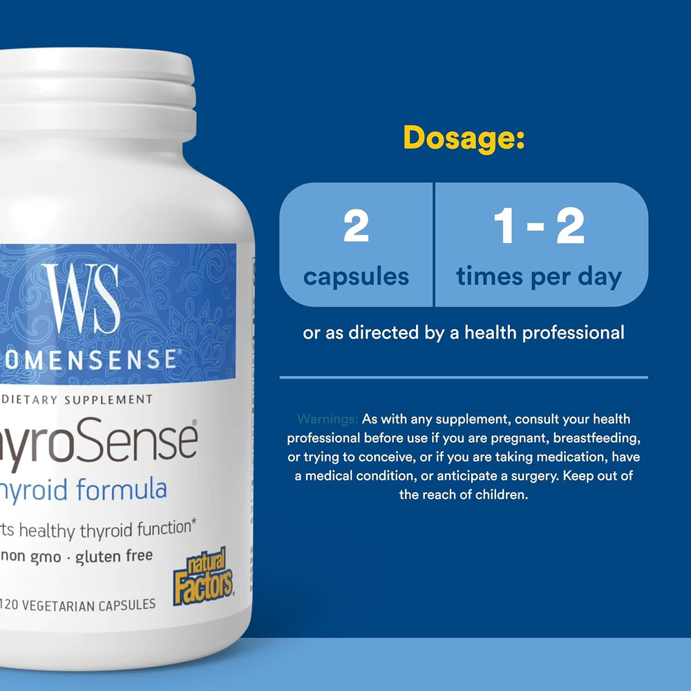 Natural Factors, WomenSense®, ThyroSense®, добавка для щитовидной железы, 120 вегетарианских капсул