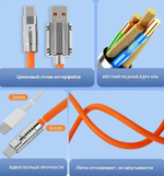 Зарядное устройство SENDEM USB-Type-C, 120 Вт, кабель 1 м, цинковый сплав, оранжевый