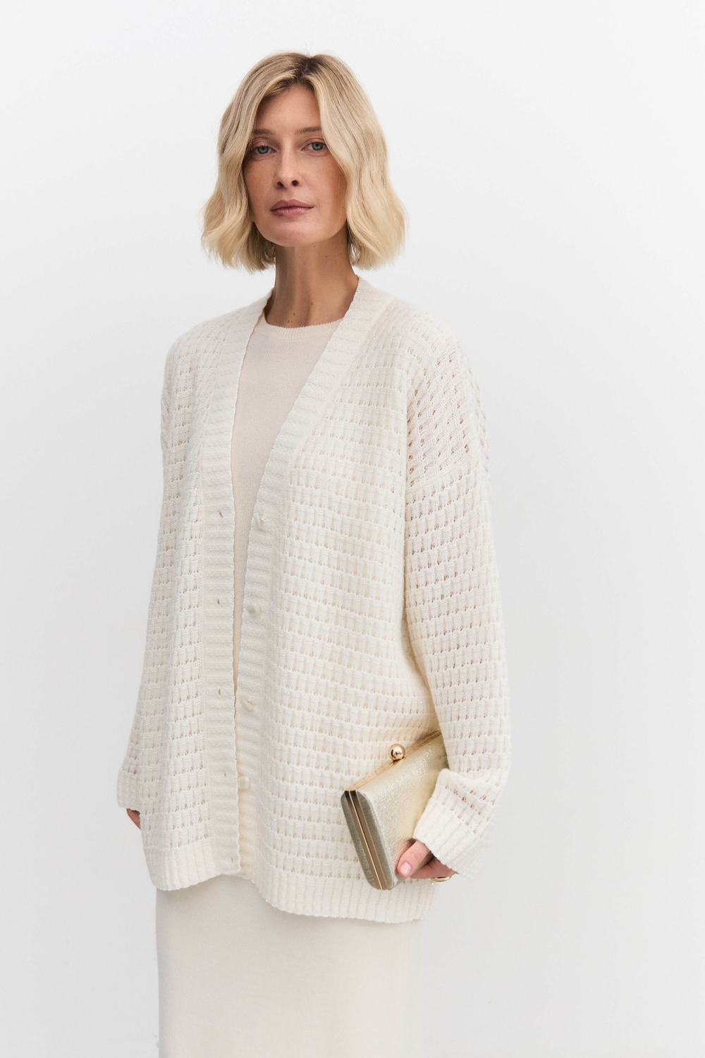 Кардиган ажурный с мохером и пайетками