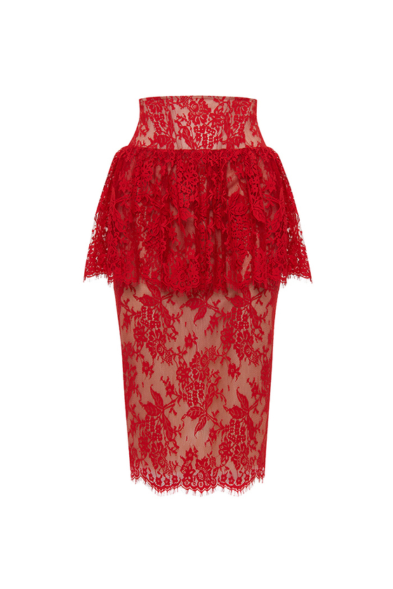 Кружевная юбка миди с корсетным поясом