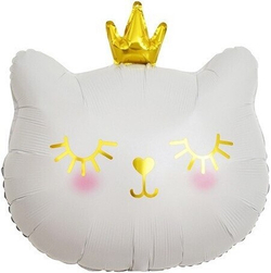 Шар (22""/56 см) Фигура, Котенок Принцесса, Белый, 1 шт. Б3 (4 порции) Б016
