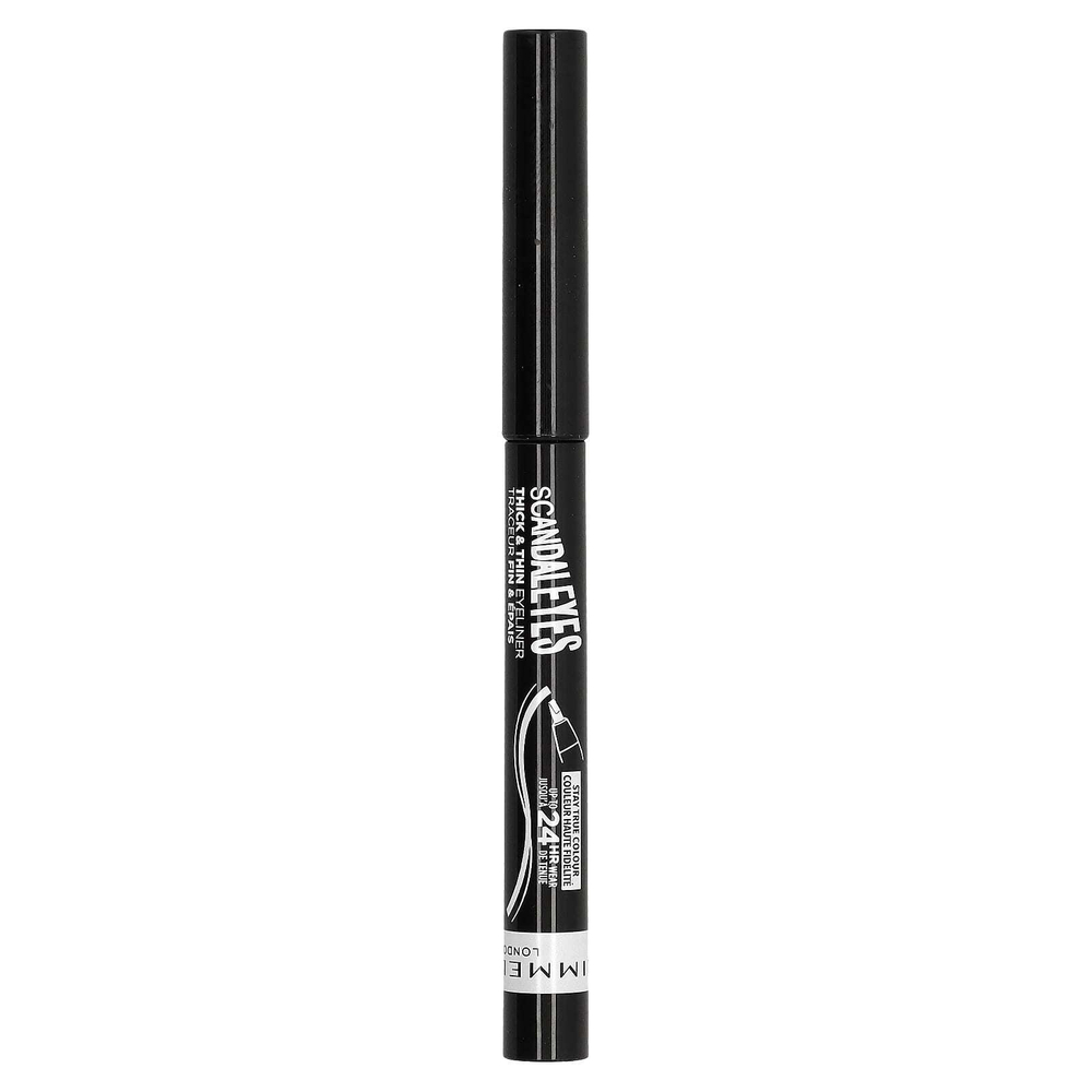 Rimmel London, Scandaleyes, густая и тонкая подводка для глаз, 001 черный, 1,1 мл (0,0367 жидк. унции)