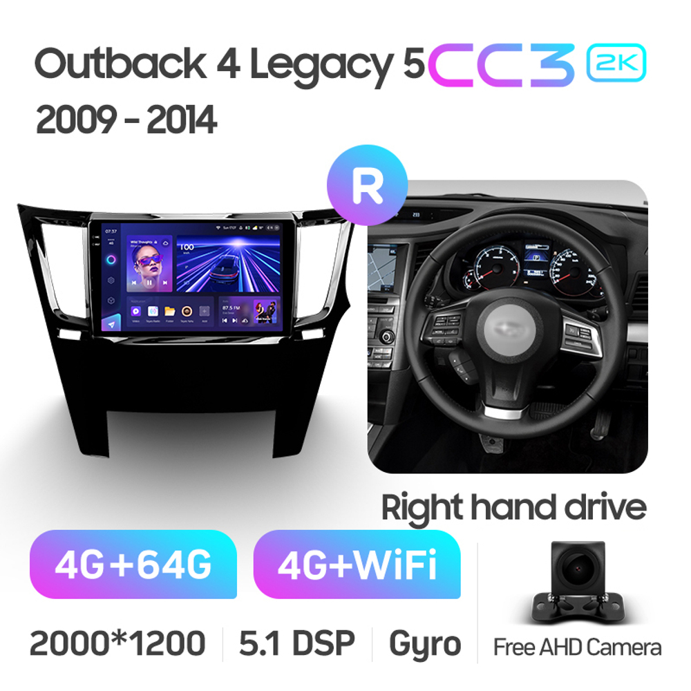 Teyes CC3 2K 9"для Subaru Outback, Legacy 2009-2014 (прав)