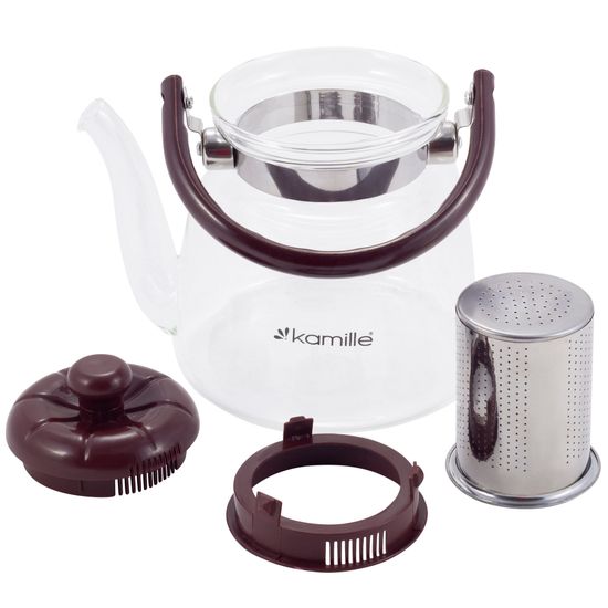 Заварочный чайник 2200 мл. Kamille KM-1614 (стекло, нержавеющая сталь, пластик)