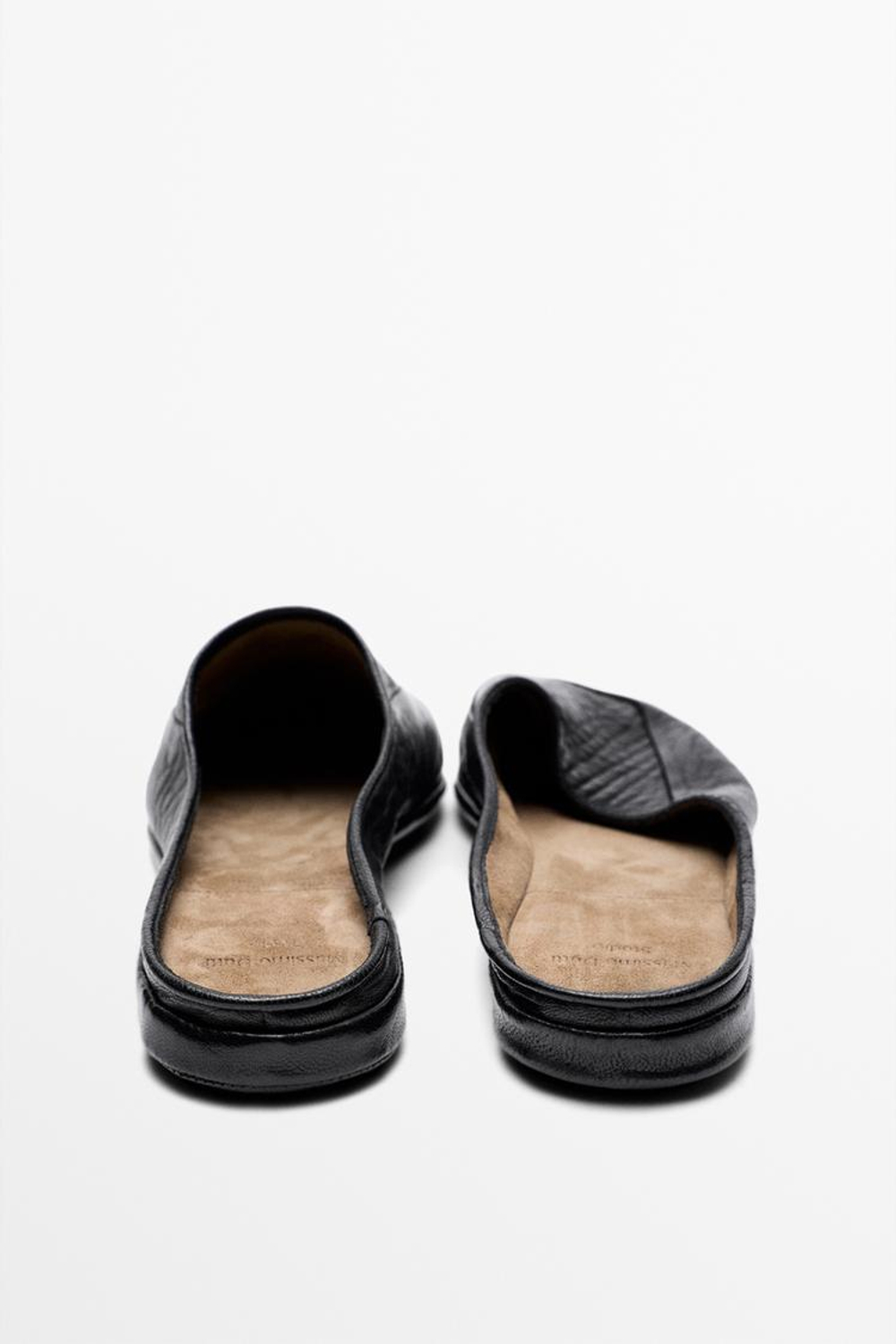 Massimo Dutti Мюли из мягкой кожи - STUDIO, черный