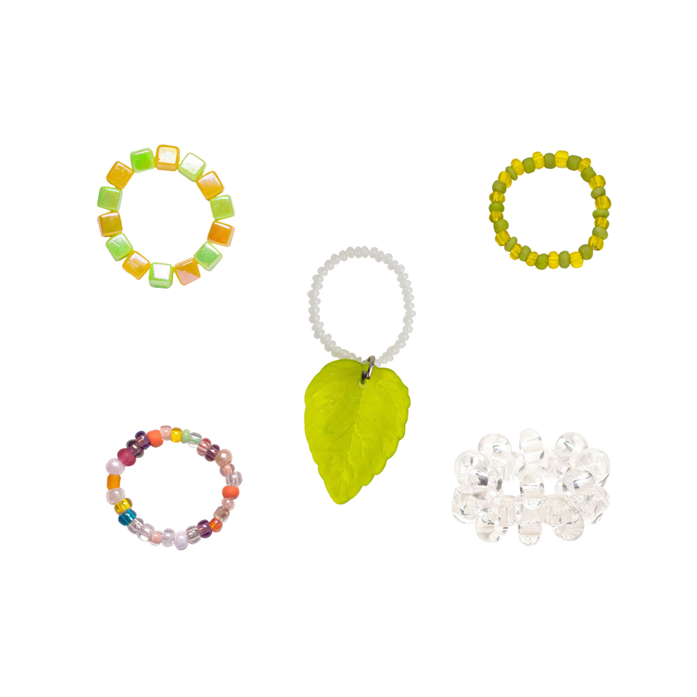 green leaflet rings set