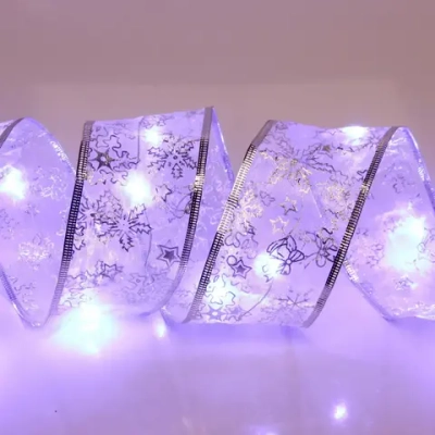 Гирлянда для дома ЛЕНТА ДЕКОРАТИВНАЯ «Морозные снежинки» 2,0 м, 6 см, 20 ламп LED (на батарейках), Серебро (подсветка серебро)