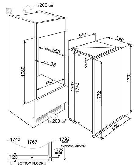 Встраиваемый холодильник Smeg RI360RX