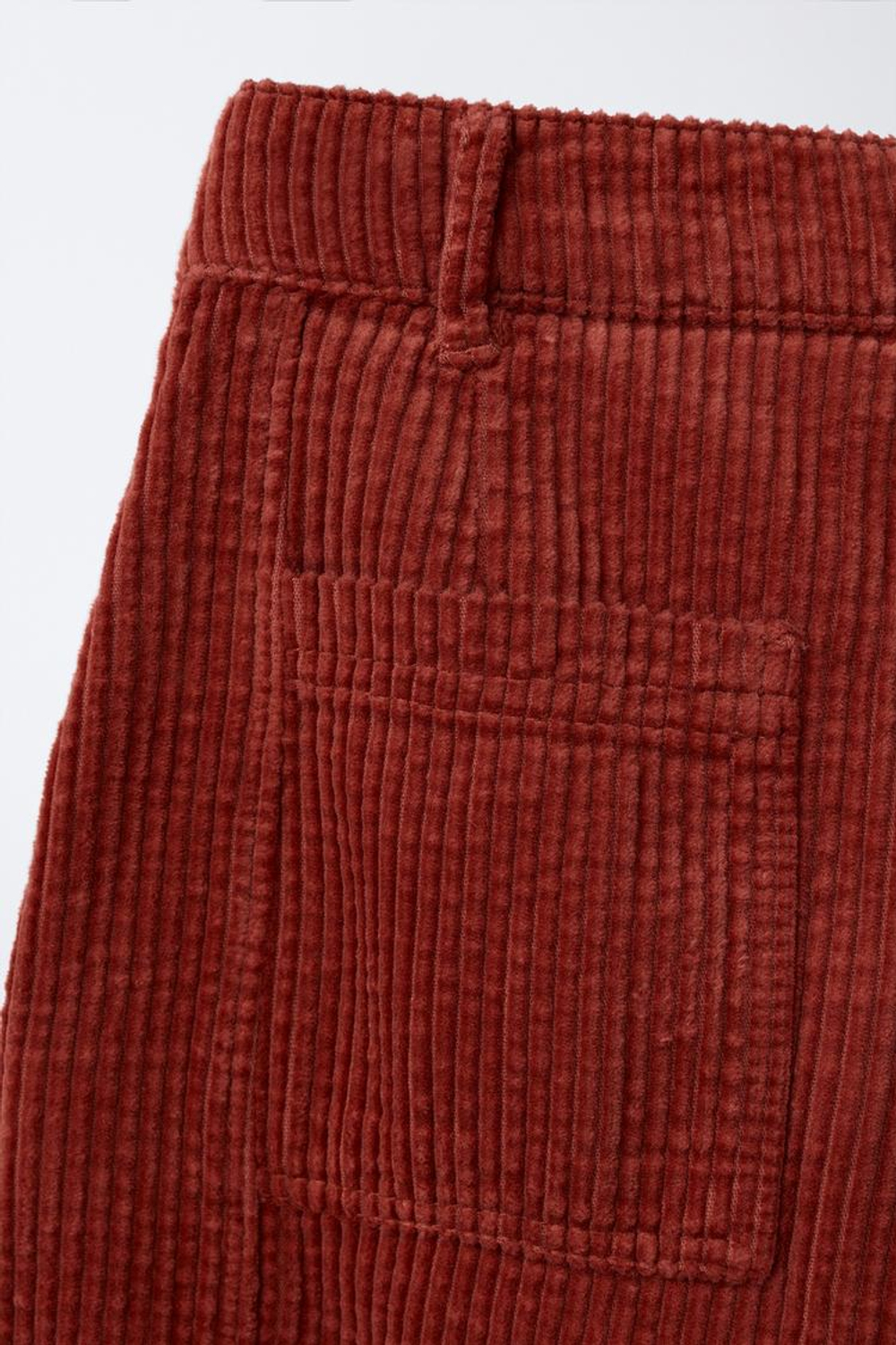 ZARA ВЕЛЬВЕТОВЫЕ БРЮКИ BARREL, ЧЕРЕПИЧНЫЙ