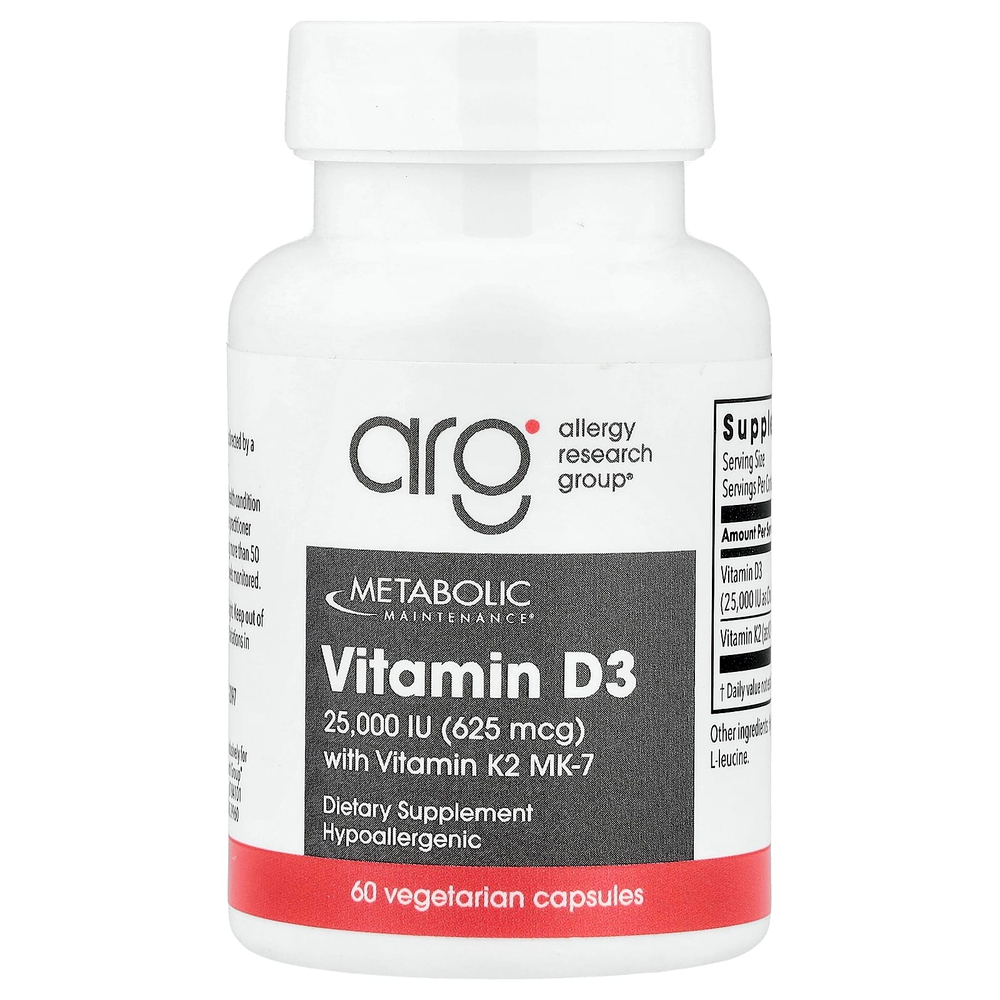Metabolic Maintenance, витамин D3 с витамином K2 MK-7, 60 растительных капсул