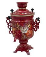 A set with a samovar, a forged zhostovo metal tray and 4 glass holders in a gift box SET01D14032023001