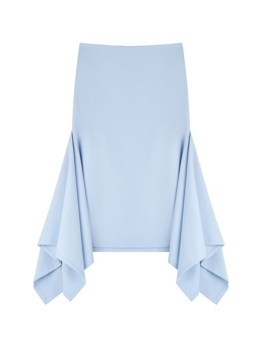 Юбка с клином костюмная голубая