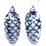 Ёлочные игрушки «Таинственное очарование» Шишки 9 см (набор 2шт), сапфир