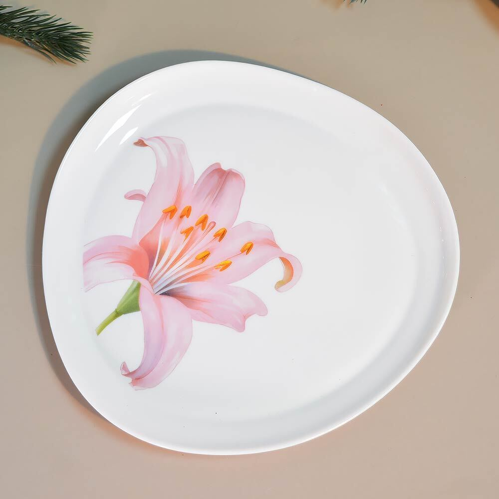 Тарелка десертная 19,5см Лилия, треугольная форма, опаловое стекло, MILLIMI