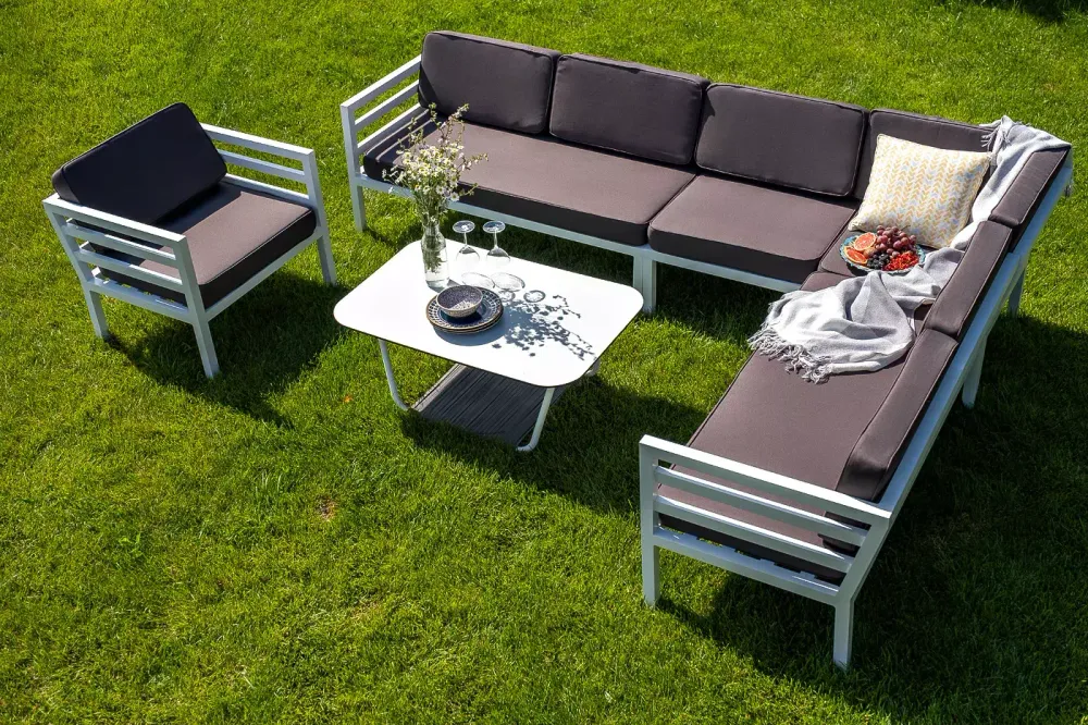 "Глория" угловой модульный диван, каркас из алюминия