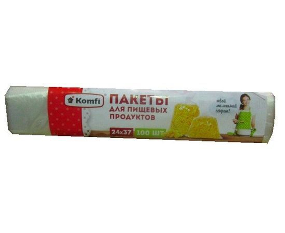 Пакеты фасовочные для продуктов 24*37см (10мк) ПНД 100шт/рулон, PFV0710 Komfi