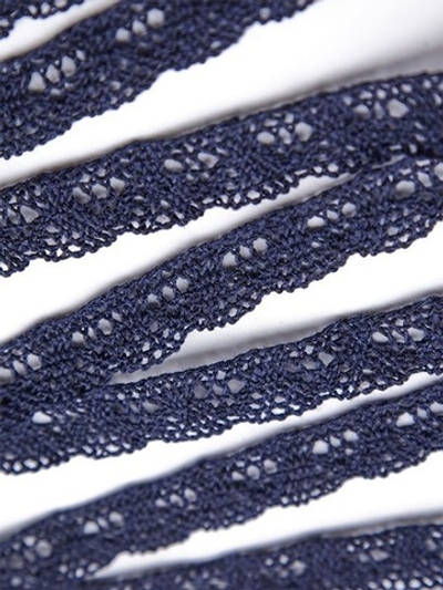 Кружево хлопковое/Тесьма вязаная, ш. 1,5 см, рис. 13.01.103, тёмно-синий