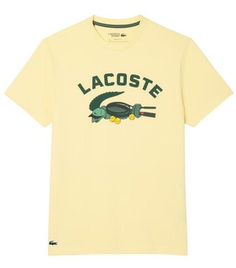 Мужская теннисная футболка Lacoste Ultra Dry Tennis Heritage Print - pastel yellow