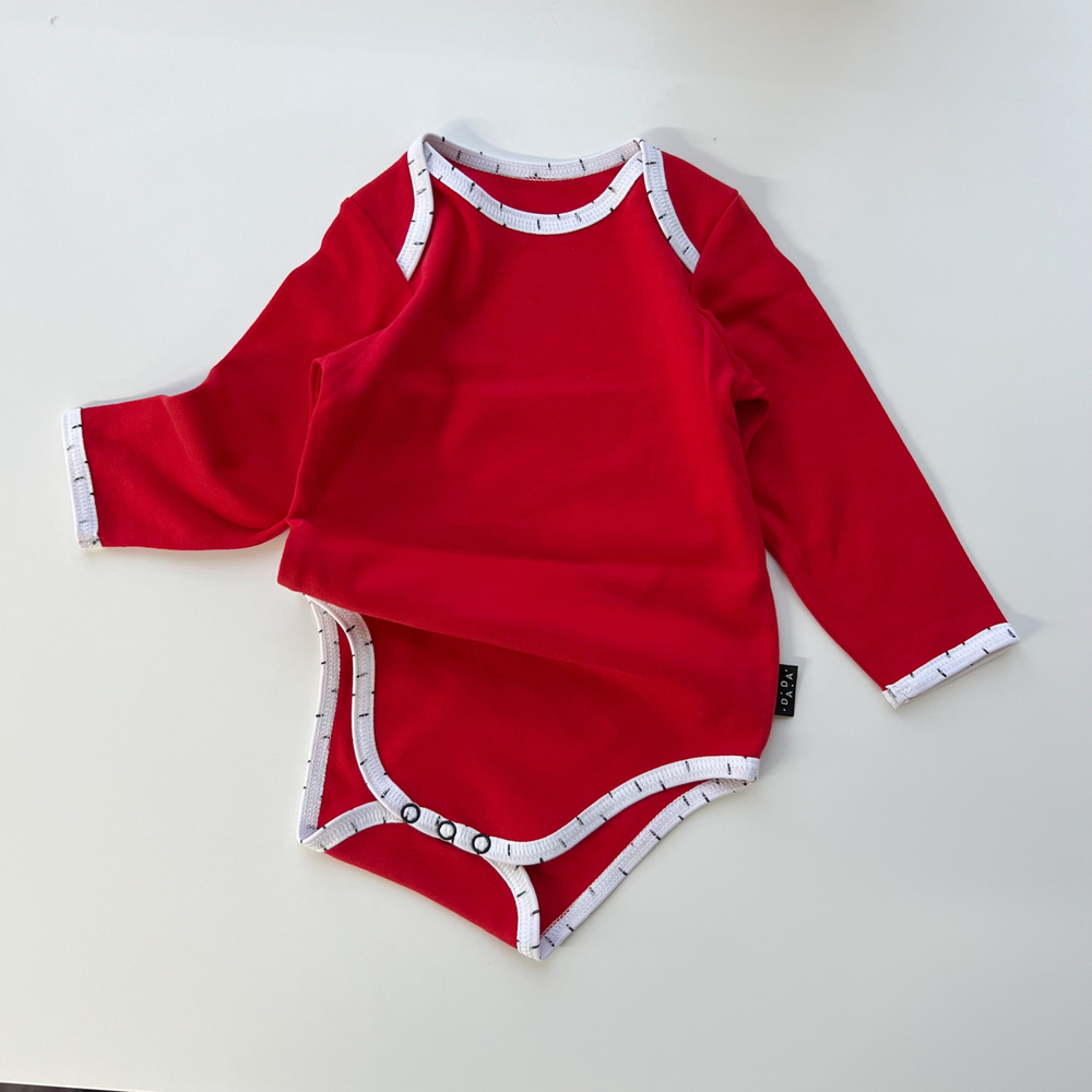 Боди с длинным рукавом (красный с кантом Bamby)