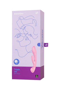 Нереалистичный вибратор Satisfyer Triple Oh, силикон, розовый, 24 см